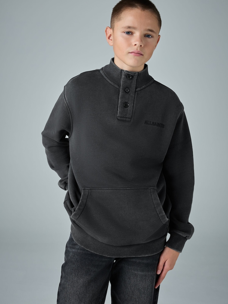 smALLSAINTS Black Washed Logo Funnel Neck Sweatshirt - Image 1 of 12 smALLSAINTS Black Washed Logo Funnel Neck Sweatshirt - Image 1 of 12