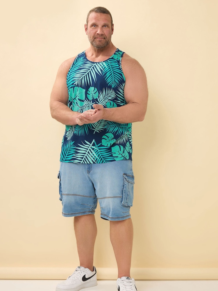 BadRhino Big & Tall Blue Leaf 100% Cotton Vest - Image 2 of 6
