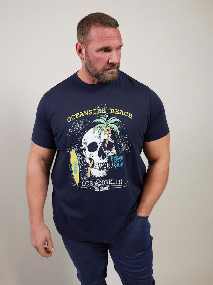 BadRhino Big & Tall Blue Oceanside Beach 100% Cotton T-Shirt - Image 1 of 5