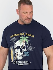 BadRhino Big & Tall Blue Oceanside Beach 100% Cotton T-Shirt - Image 3 of 5