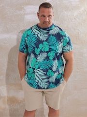 BadRhino Big & Tall Blue Leaf 100% Cotton T-Shirt - Image 1 of 2
