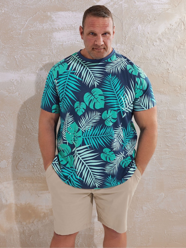 BadRhino Big & Tall Blue Leaf 100% Cotton T-Shirt - Image 1 of 2
