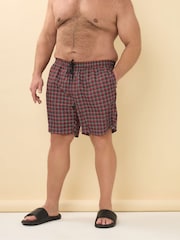 BadRhino Big & Tall Red Leaf Tartan Swimshorts - Image 1 of 6