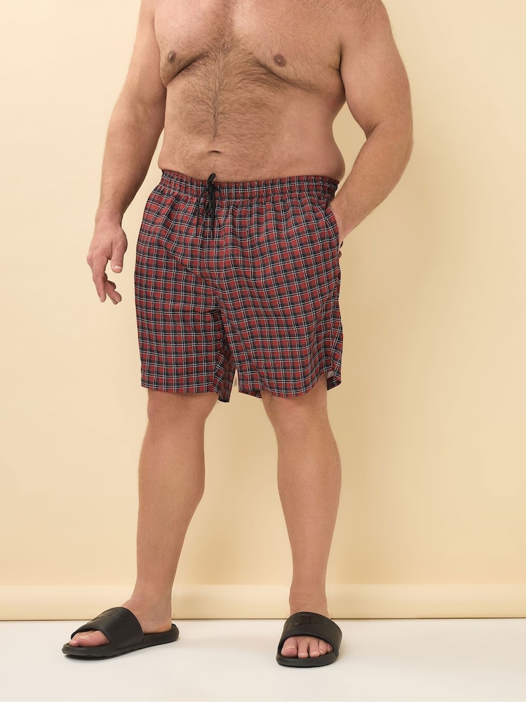 BadRhino Big & Tall Red Leaf Tartan Swimshorts - Image 1 of 6