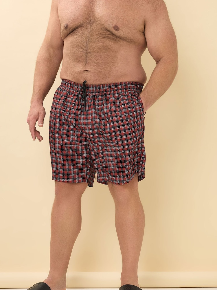 BadRhino Big & Tall Red Leaf Tartan Swimshorts - Image 2 of 7 BadRhino Big & Tall Red Leaf Tartan Swimshorts - Image 2 of 7