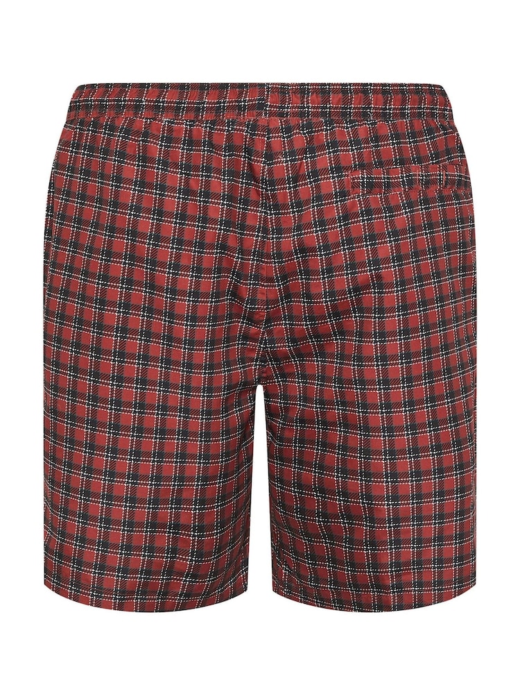 BadRhino Big & Tall Red Leaf Tartan Swimshorts - Image 6 of 6