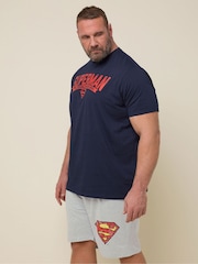 BadRhino Big & Tall Blue 100% Cotton Superman Pyjamas Set - Image 4 of 6