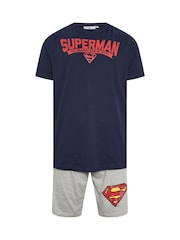 BadRhino Big & Tall Blue 100% Cotton Superman Pyjamas Set - Image 5 of 6