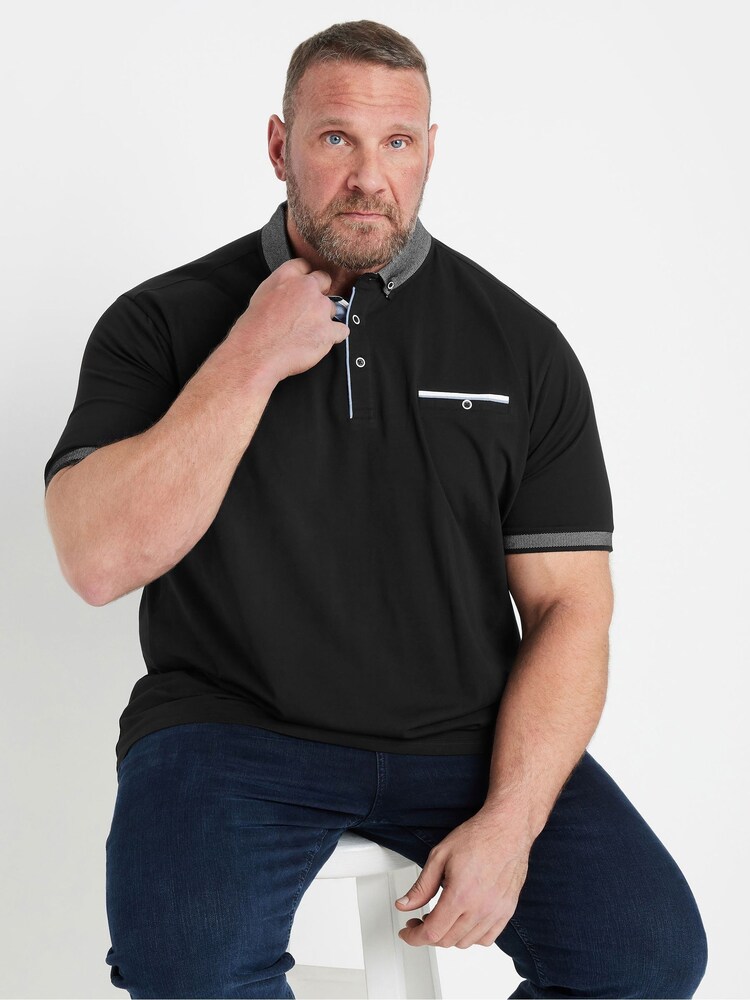 BadRhino Big & Tall Black Chambray Pocket Polo Shirt - Image 1 of 7