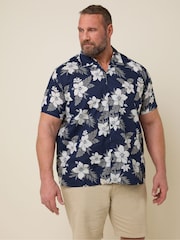 BadRhino Big & Tall Blue Chrome Leaf 100% Cotton Print Shirt - Image 1 of 6