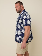 BadRhino Big & Tall Blue Chrome Leaf 100% Cotton Print Shirt - Image 4 of 6