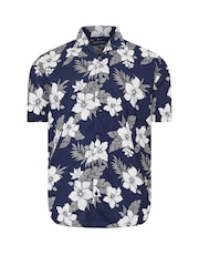 BadRhino Big & Tall Blue Chrome Leaf 100% Cotton Print Shirt - Image 5 of 6