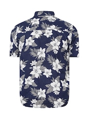 BadRhino Big & Tall Blue Chrome Leaf 100% Cotton Print Shirt - Image 6 of 6