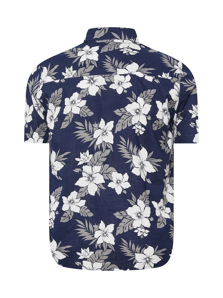 BadRhino Big & Tall Blue Chrome Leaf 100% Cotton Print Shirt - Image 6 of 6
