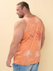 BadRhino Big & Tall Orange Palm Tree 100% Cotton Vest - Image 4 of 7