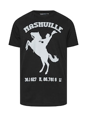 BadRhino Big & Tall Black Washed Nashville 100% Cotton T-Shirt - Image 6 of 7
