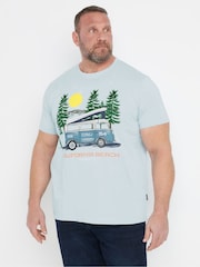 BadRhino Big & Tall Blue California Beach Camper 100% Cotton T-Shirt - Image 1 of 7