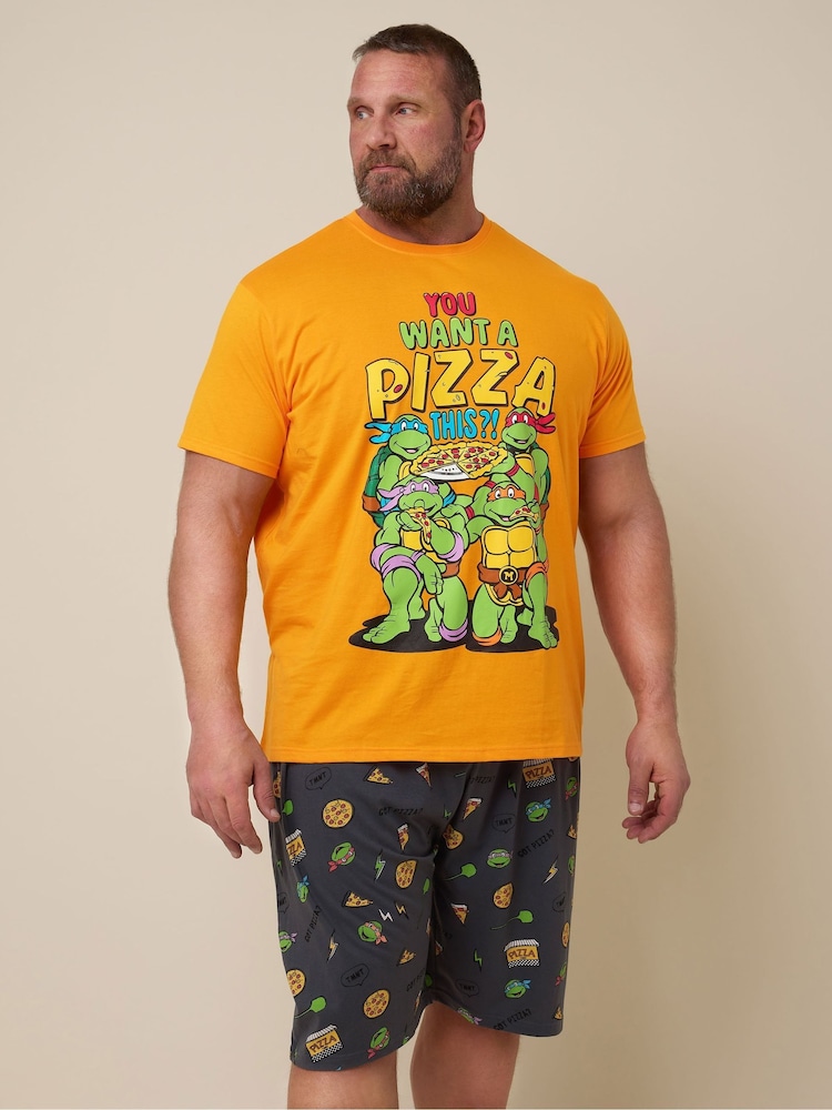BadRhino Big & Tall Orange Ninja Turtle 100% Cotton Pyjamas Set - Image 2 of 6