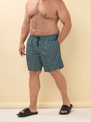 BadRhino Big & Tall Green Tartan Swimshorts - Image 1 of 6