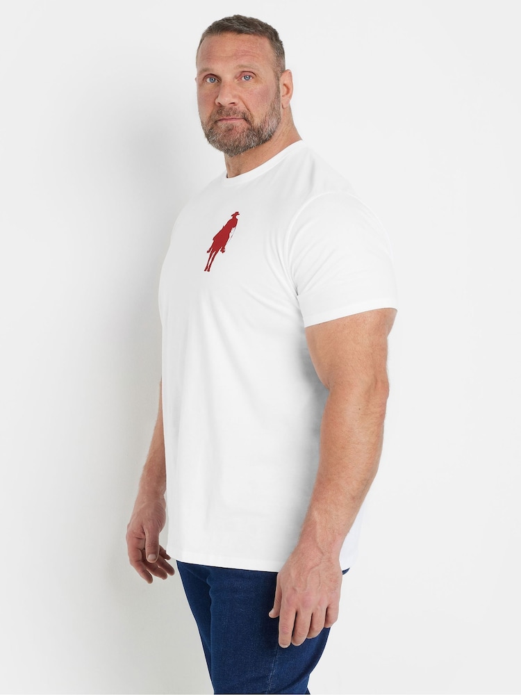 BadRhino Big & Tall White Pitchfork Graphic 100% Cotton T-Shirt - Image 2 of 2