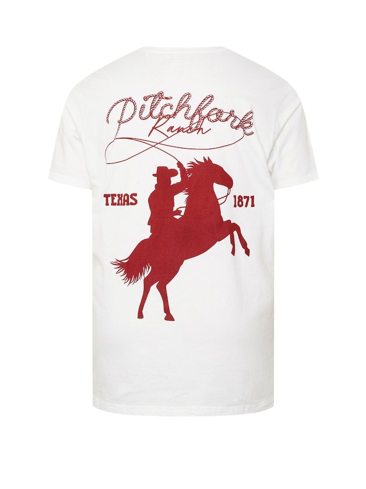 BadRhino Big & Tall White Pitchfork Graphic 100% Cotton T-Shirt - Image 6 of 6