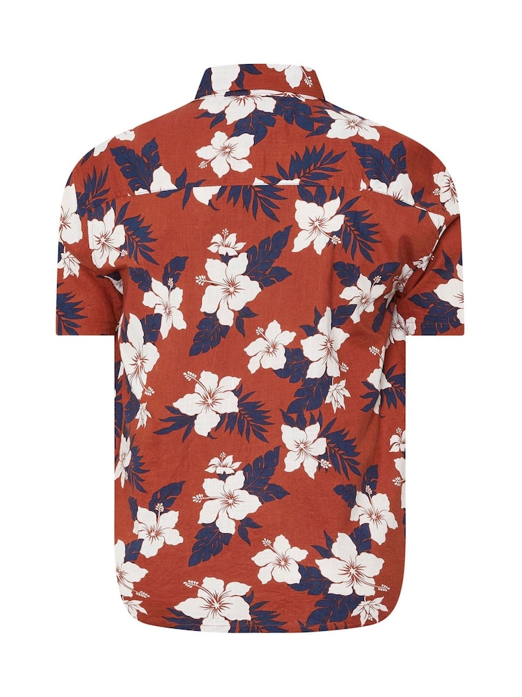 BadRhino Big & Tall Blue Leaf 100% Cotton Print Shirt - Image 6 of 6