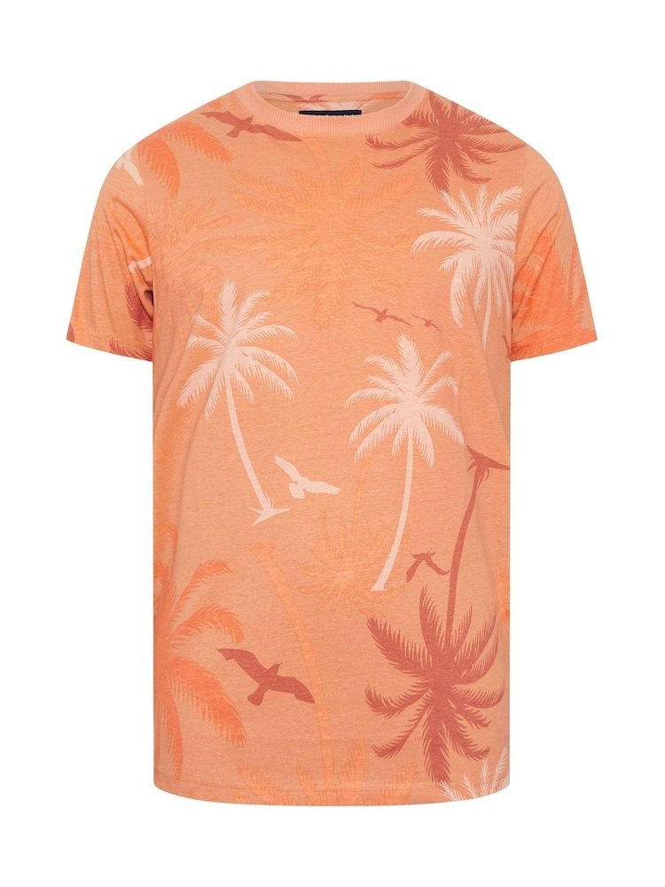 BadRhino Big & Tall Orange Palm Tree 100% Cotton T-Shirt - Image 1 of 2 BadRhino Big & Tall Orange Palm Tree 100% Cotton T-Shirt - Image 1 of 2