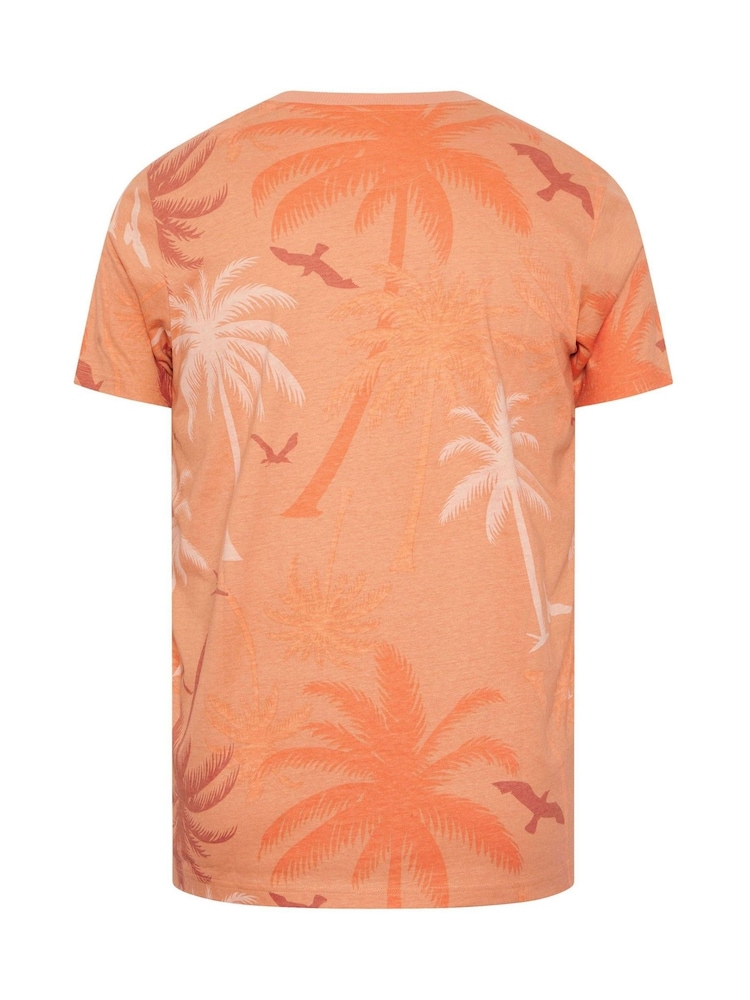 BadRhino Big & Tall Orange Palm Tree 100% Cotton T-Shirt - Image 2 of 2 BadRhino Big & Tall Orange Palm Tree 100% Cotton T-Shirt - Image 2 of 2