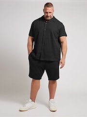 BadRhino Big & Tall Black Textured Short Sleeve Revere 100% Cotton Shirt - Image 2 of 6