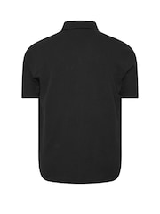 BadRhino Big & Tall Black Textured Short Sleeve Revere 100% Cotton Shirt - Image 6 of 6