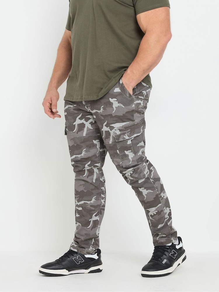 Gris - BadRhino Big & Tall Camo Cargo Trousers - Imagen 1 de 6