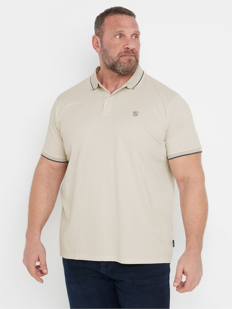 Бежевый - BadRhino Big & Tall Waffle Textured Polo Shirt - Image 1 of 6