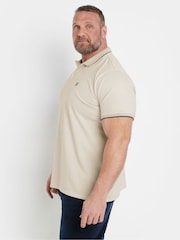 Бежевый - BadRhino Big & Tall Waffle Textured Polo Shirt - Image 2 of 6