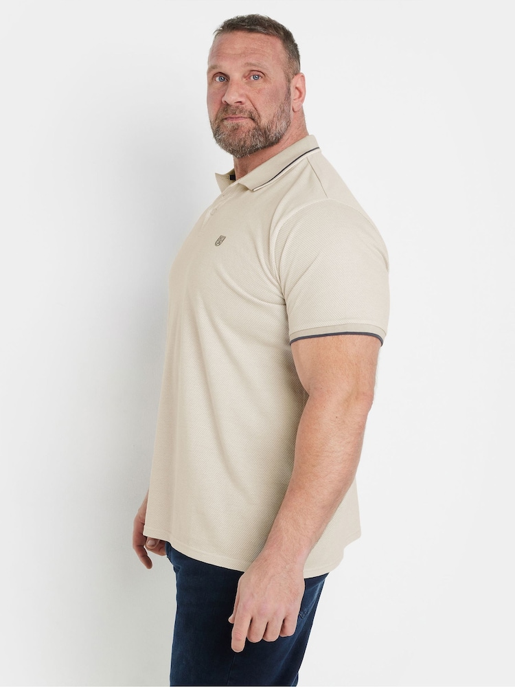 Бежевый - BadRhino Big & Tall Waffle Textured Polo Shirt - Image 2 of 6