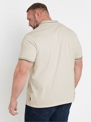 Бежевый - BadRhino Big & Tall Waffle Textured Polo Shirt - Image 3 of 6
