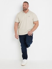Бежевый - BadRhino Big & Tall Waffle Textured Polo Shirt - Image 4 of 6