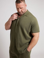 BadRhino Big & Tall Green Textured Short Sleeve Revere 100% Cotton Shirt - Image 1 of 7