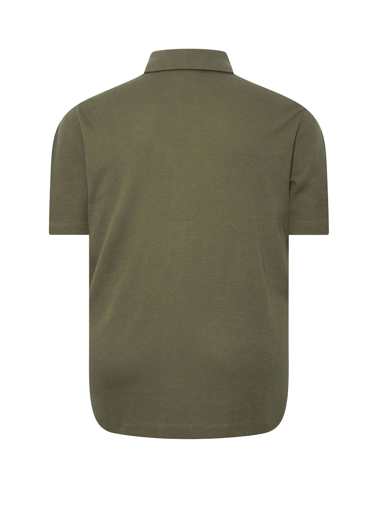 BadRhino Big & Tall Green Textured Short Sleeve Revere 100% Cotton Shirt - Image 2 of 7