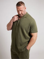 BadRhino Big & Tall Green Textured Short Sleeve Revere 100% Cotton Shirt - Image 7 of 7