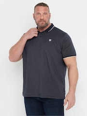 Синий - BadRhino Big & Tall Waffle Textured Polo Shirt - Image 1 of 6