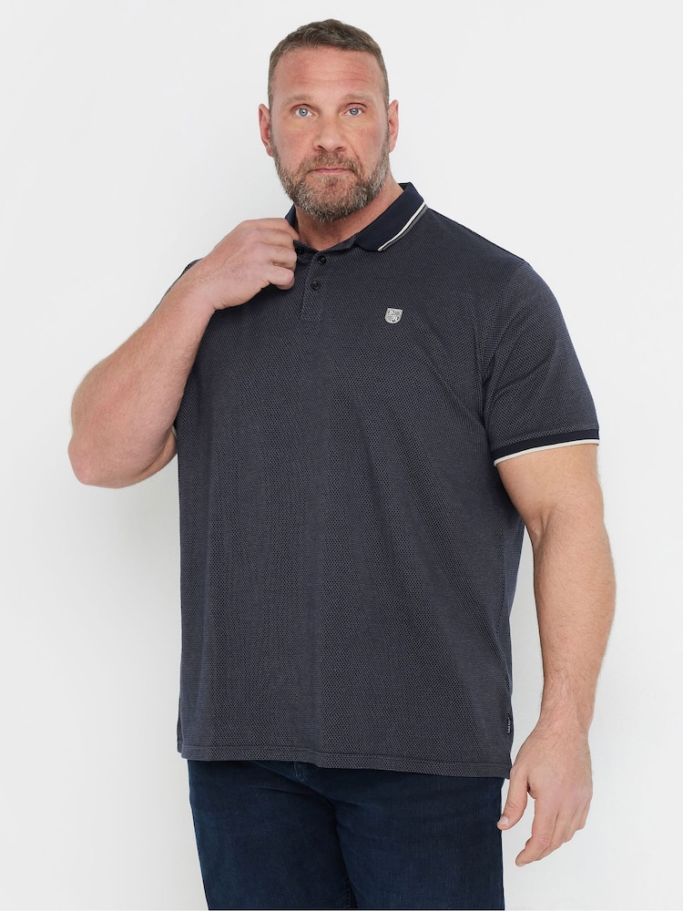Синий - BadRhino Big & Tall Waffle Textured Polo Shirt - Image 1 of 6