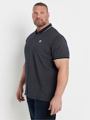 Синий - BadRhino Big & Tall Waffle Textured Polo Shirt - Image 2 of 6