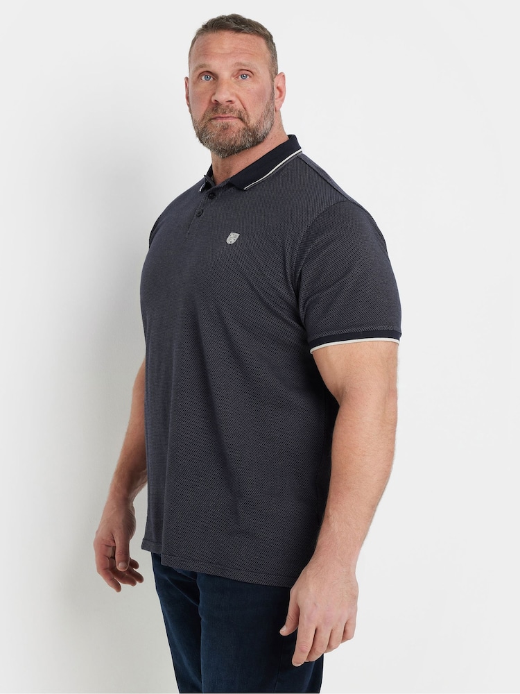 Синий - BadRhino Big & Tall Waffle Textured Polo Shirt - Image 2 of 6