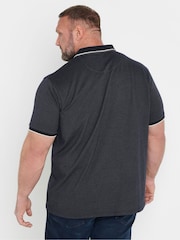 Синий - BadRhino Big & Tall Waffle Textured Polo Shirt - Image 3 of 6
