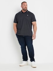 Синий - BadRhino Big & Tall Waffle Textured Polo Shirt - Image 4 of 6