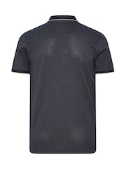 Синий - BadRhino Big & Tall Waffle Textured Polo Shirt - Image 6 of 6