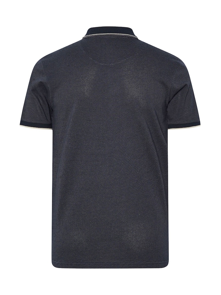 Синий - BadRhino Big & Tall Waffle Textured Polo Shirt - Image 6 of 6