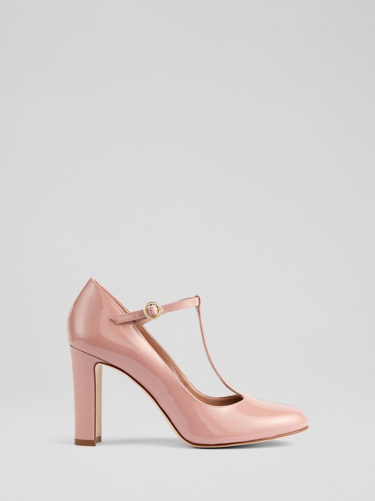 LK Bennett Pink Annalise Patent Maryjane T Bar Court Shoes - Image 1 of 4