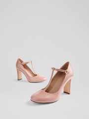 LK Bennett Pink Annalise Patent Maryjane T Bar Court Shoes - Image 3 of 4