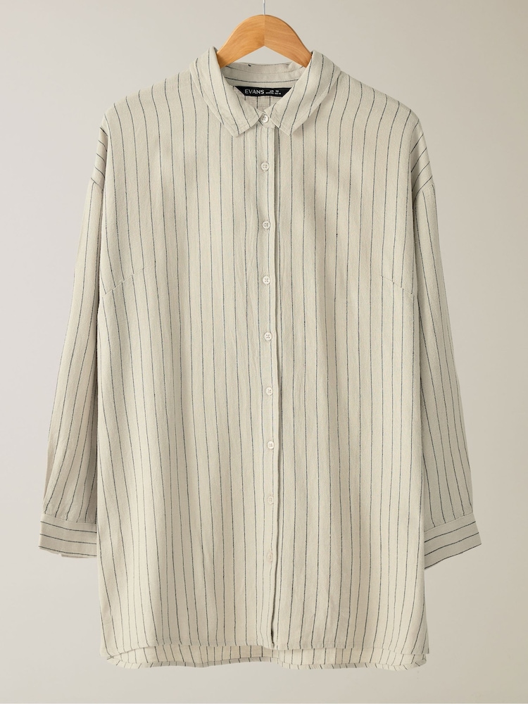 Evans Natural Linen Rich Stripe Shirt - Image 1 of 2